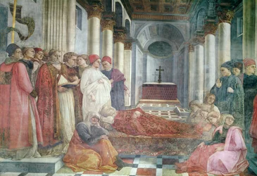 Les funérailles de Saint Étienne, détail du cycle Les Vies de SS. Étienne et Jean-Baptiste, de la chapelle principale, 1452-65